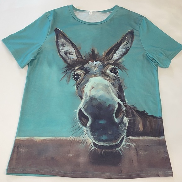Women’s Donkey Pattern Short Sleeve Tee Size Large NWOT - Picture 7 of 14